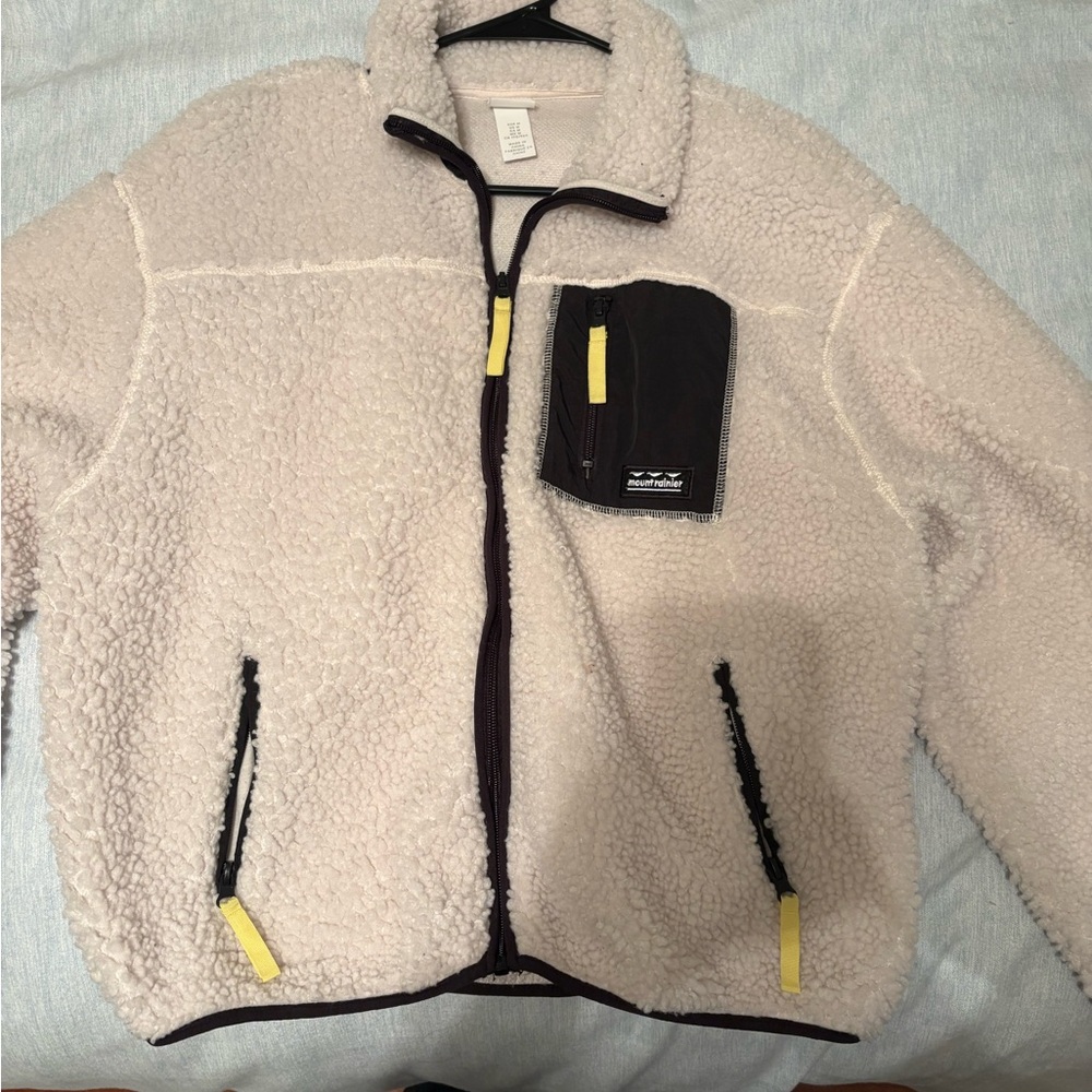 H&M Cream and Black Fleece Jacket